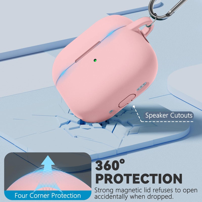 Ljusmicker for AirPods 4 Case 2024 with Cleaner Kit,Soft Silicone Protective Cover for Apple AirPods 4th Generation Cases for Women Men,AirPod 4 Case Accessories with Keychain-Magnetic Pink - Image 3
