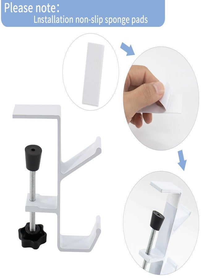 CaLeQi Desk Mount Bag Holder Hook Clamp,On Backpack Hanger Portable Desk Mount Headphones Holder for Reduce Desk Clutter Table Desk Table Hanging Storage (1 Pcs-Double Hook White) - Image 3