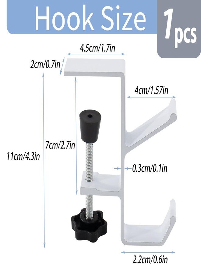 CaLeQi Desk Mount Bag Holder Hook Clamp,On Backpack Hanger Portable Desk Mount Headphones Holder for Reduce Desk Clutter Table Desk Table Hanging Storage (1 Pcs-Double Hook White) - Image 2