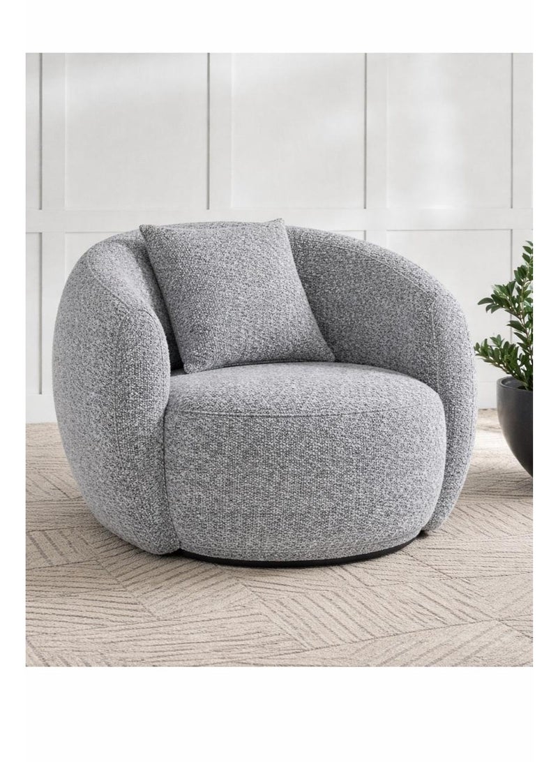 هاوس ون كرسي من البوكليه وأرجل خشب سويدي 99x104x75 سم - رمادي - Image 1