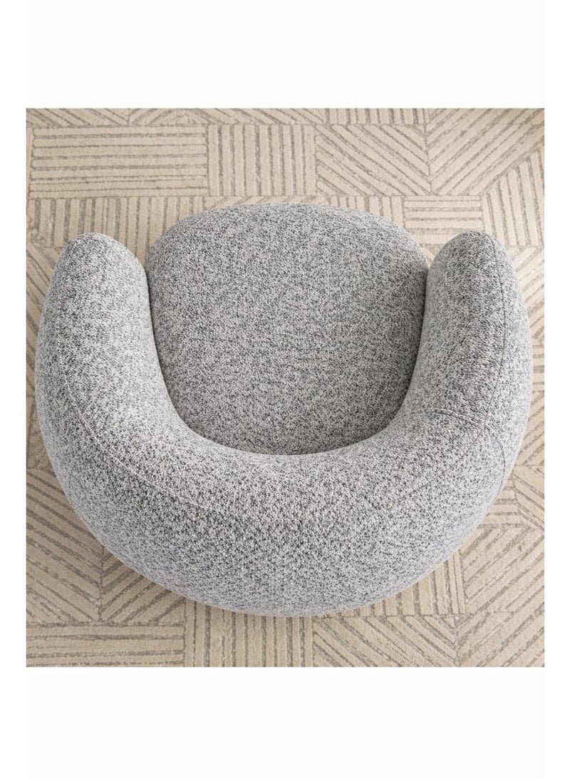 هاوس ون كرسي من البوكليه وأرجل خشب سويدي 99x104x75 سم - رمادي - Image 2