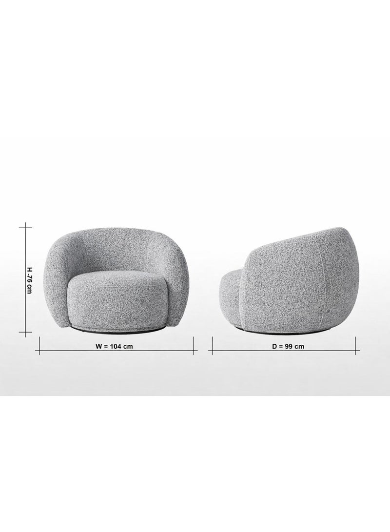 هاوس ون كرسي من البوكليه وأرجل خشب سويدي 99x104x75 سم - رمادي - Image 5