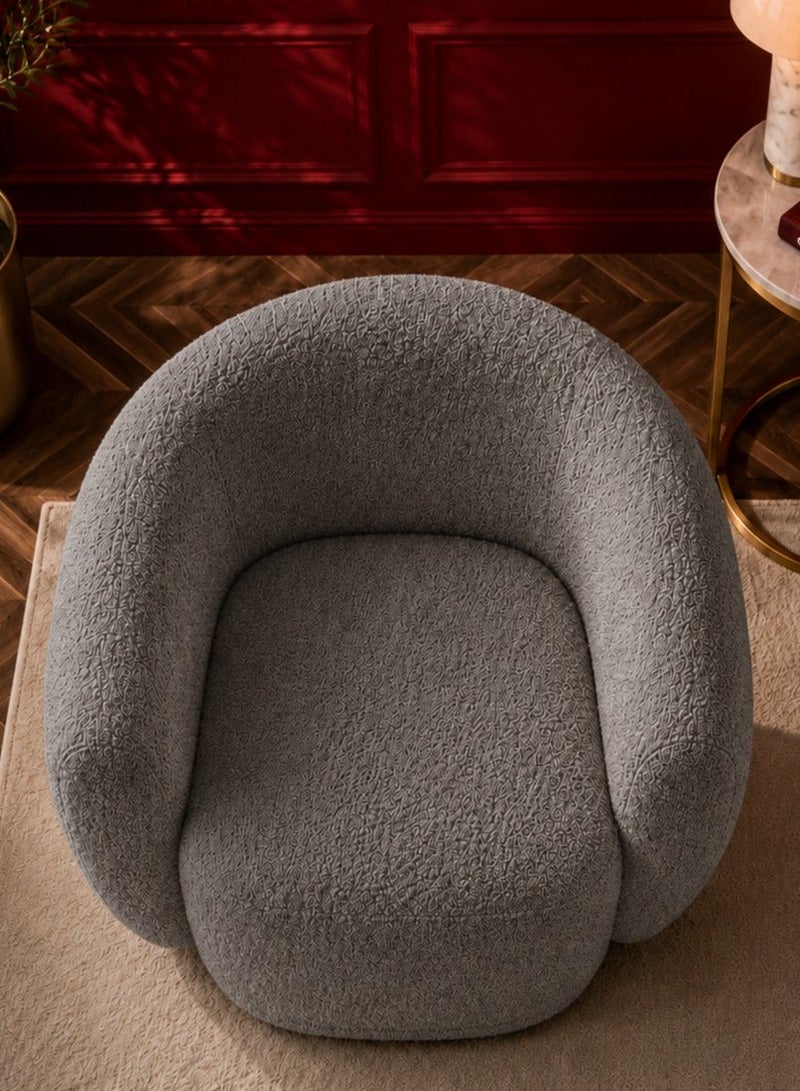 House One Chair|Bouclee And Wood Legs 99x104x75 cm - Grey - Image 3