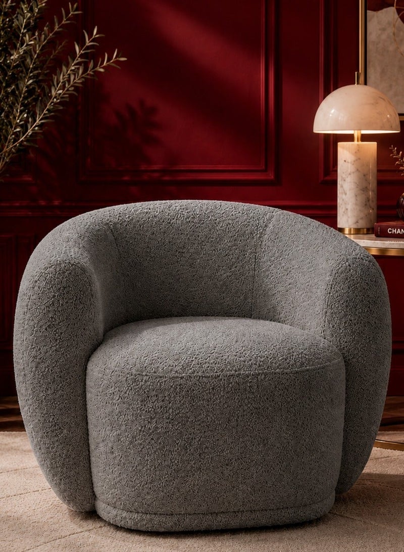 House One Chair|Bouclee And Wood Legs 99x104x75 cm - Grey - Image 4