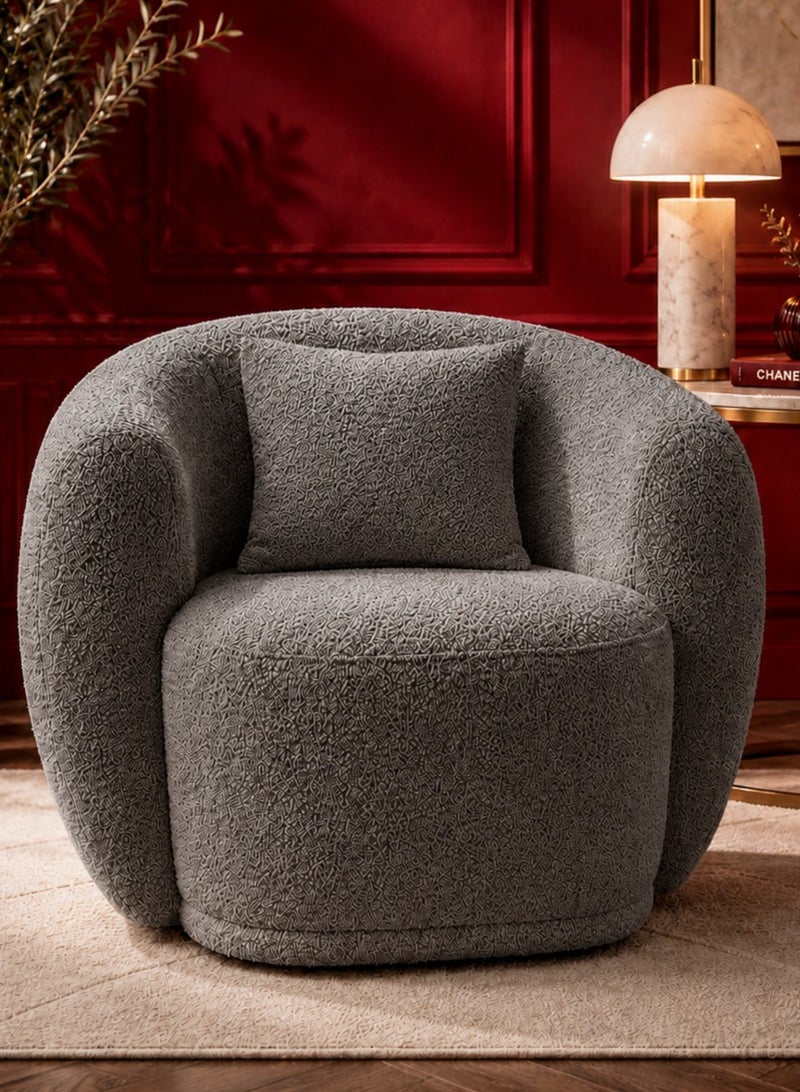 House One Chair|Bouclee And Wood Legs 99x104x75 cm - Grey - Image 1