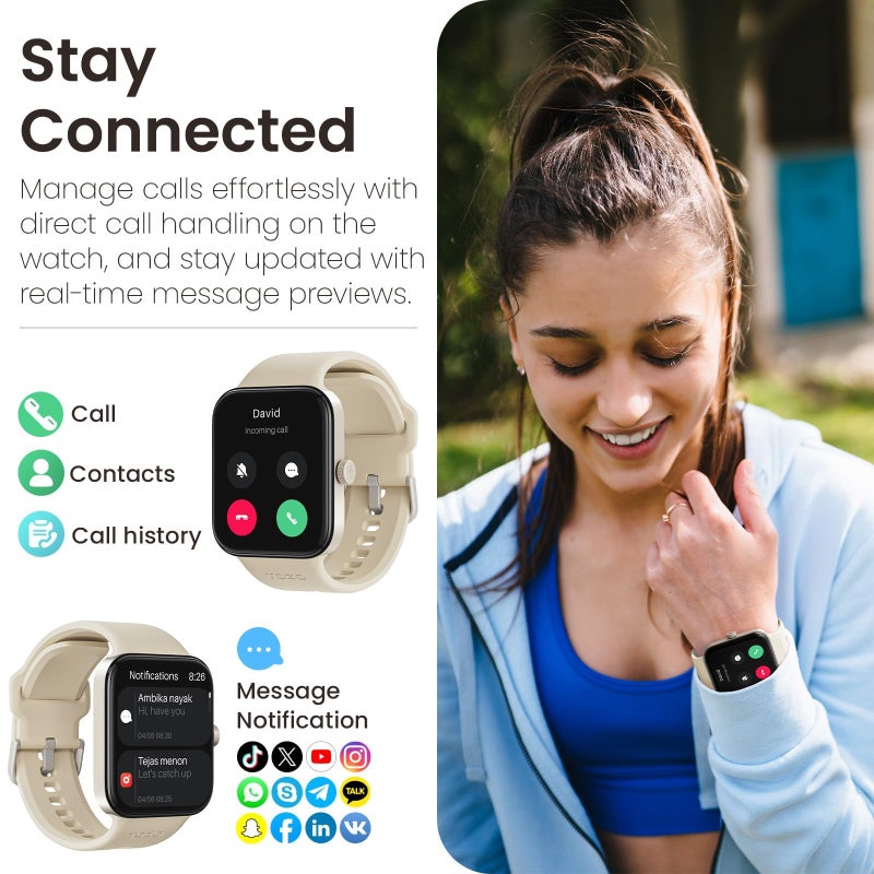 TOZO AMOLED S4 AcuFit One Smart Watch 1.78" Ultra-Clear Screen for Men Women, Call/Answer Fitness Tracker, Sleep Monitor IP68 Waterproof for iOS 11.0+ Android 9.0+ Gold - Image 3