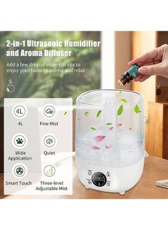 Mi VAZA Humidifier for Bedroom, 4L Air Humidifier Ultrasonic Cool Mist for Large Room, Aroma Diffuser Function, Auto Shut-Off, Whisper Quiet, Adjustable 360° Knob, Humidifiers for Babies Nursery Whole House  - Image 5