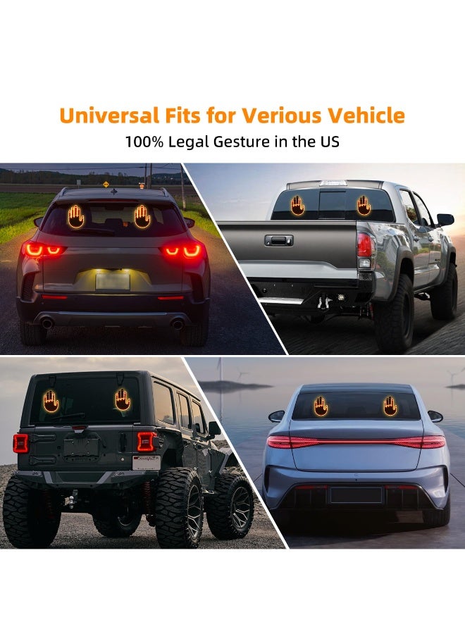 GlowGesture Car Hand Sign LED Light with Remote Control, Funny Finger Gesture Display for Car Window, Rechargeable LED Car Window Sign | Model: GGL-01 - Image 3