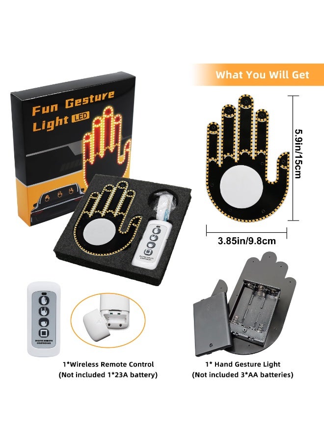 GlowGesture Car Hand Sign LED Light with Remote Control, Funny Finger Gesture Display for Car Window, Rechargeable LED Car Window Sign | Model: GGL-01 - Image 2