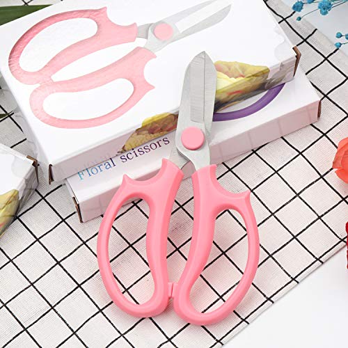 Jasni Garden Pruning Shears Scissors with Comfort Grip Handle, Premium Steel Professional Floral Scissors, Perfect for Arranging Flowers, Pruning, Trimming Plants, Gardening Tool (Pink) - Image 2