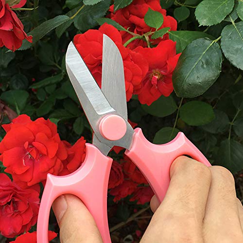 Jasni Garden Pruning Shears Scissors with Comfort Grip Handle, Premium Steel Professional Floral Scissors, Perfect for Arranging Flowers, Pruning, Trimming Plants, Gardening Tool (Pink) - Image 4