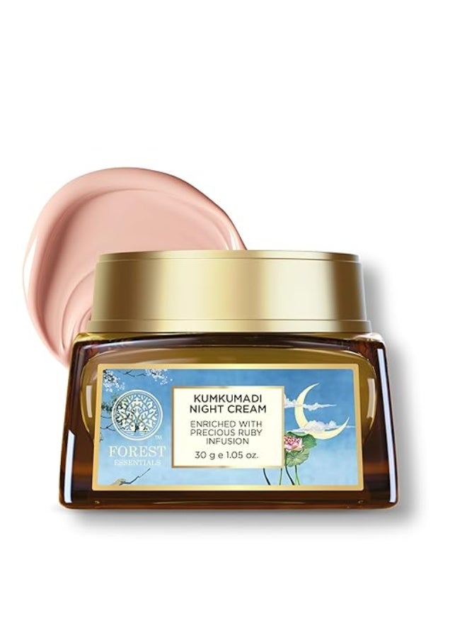 Forest Essentials Kumkumadi Ayurvedic Night Cream | Unique Formula Contains Precious Ruby Extracts | Brightens Skin, Reduces Pigmentation & Blemishes | For Clear, Glowing Skin - Image 1