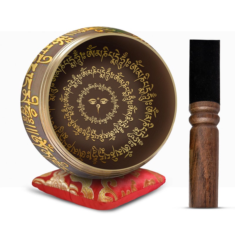 Tibetan Singing Bowl Set 4 Easy To Play Authentic Handmade For Meditation Sound 7 Chakra Healing By Himalayan Bazaar Black Red