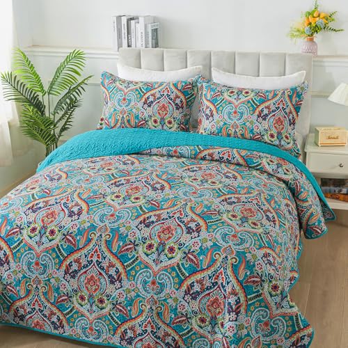 BEDIFANY Cotton Quilt King Size - Lightweight King Size Quilt Bedding Set for a Comfortable Sleep - Reversible Bedspread (98 * 106 in) with Boho Pattern, 3 Pieces - Image 3
