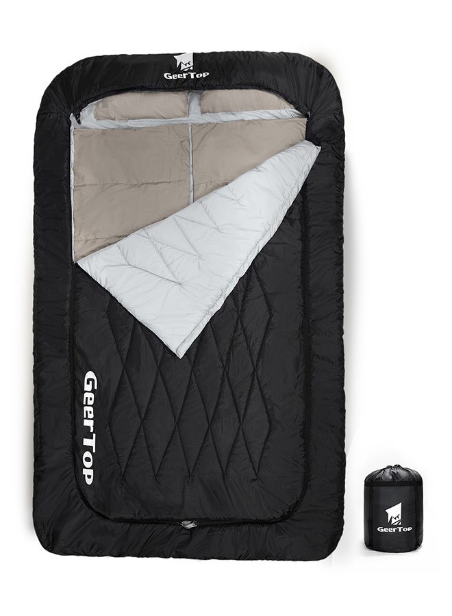 GEERTOP Comfort Doublewide Sleeping Bag with Blanket Queen Size Two Person Sleeping Bag for Adults, Couples Family Camping - Image 1