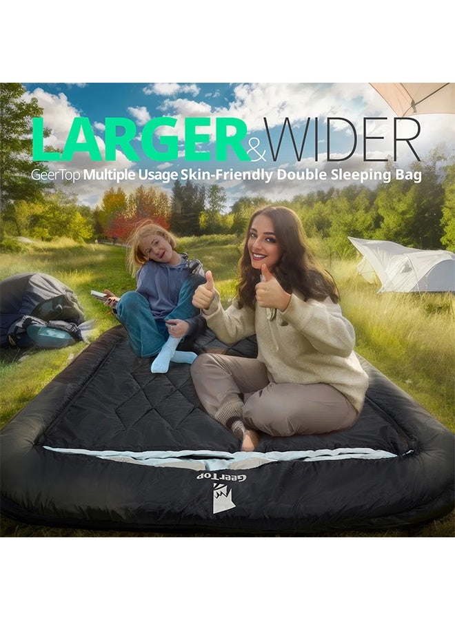 GEERTOP Comfort Doublewide Sleeping Bag with Blanket Queen Size Two Person Sleeping Bag for Adults, Couples Family Camping - Image 4