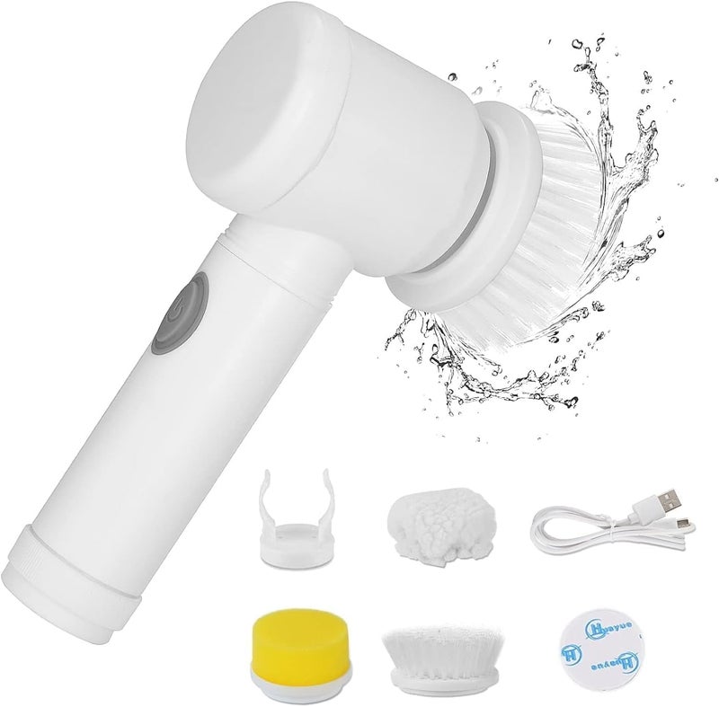 Electric spinning cleaning brush, electric scrubber with 3 brush heads, rechargeable cleaning brush for the bathroom; suitable for shower walls, bathtubs, toilets, windows, kitchens, sinks, dishes, and grout. - Image 1