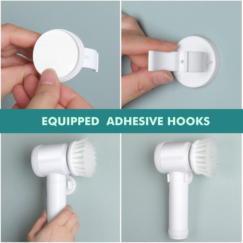 Electric spinning cleaning brush, electric scrubber with 3 brush heads, rechargeable cleaning brush for the bathroom; suitable for shower walls, bathtubs, toilets, windows, kitchens, sinks, dishes, and grout. - Image 4