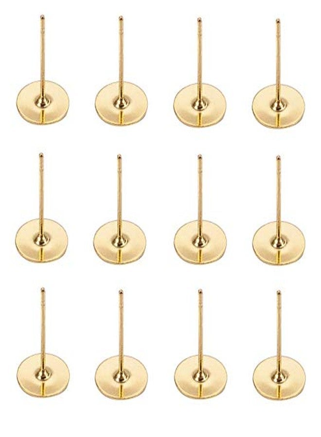 LASSUM 100Pcs Gold Tone Stud Earrings Blank Base 12 x 8mm Flat Pad Post Earring Finding for DIY Jewelry Making - Image 1