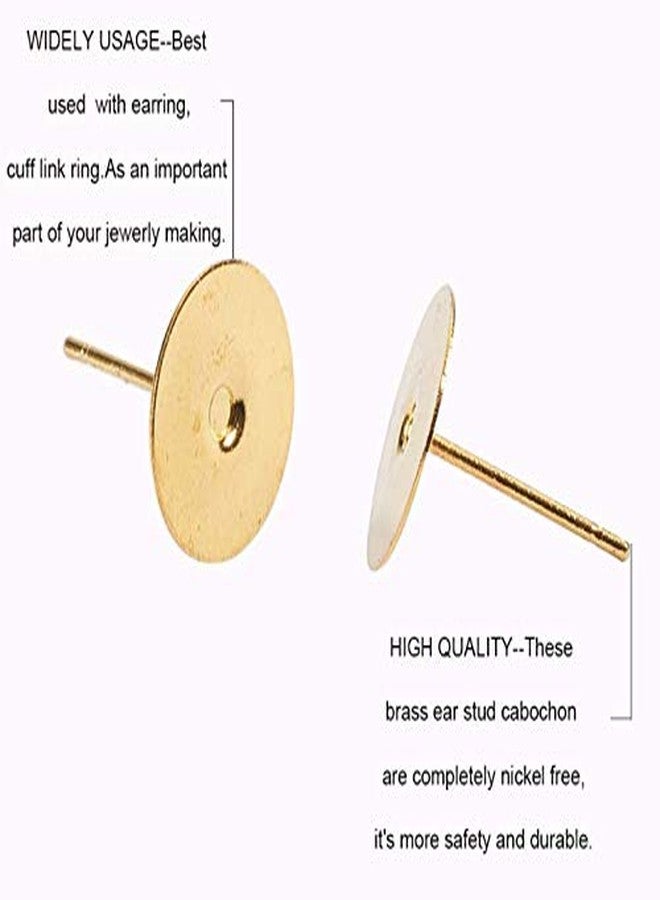 LASSUM 100Pcs Gold Tone Stud Earrings Blank Base 12 x 8mm Flat Pad Post Earring Finding for DIY Jewelry Making - Image 3