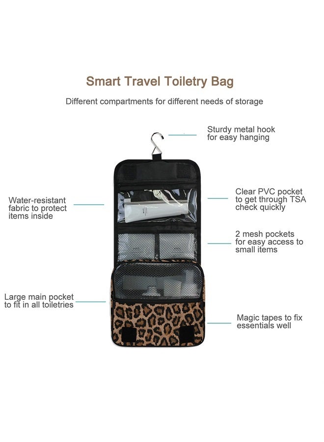 Hanging Travel Toiletry Bag Kit Makeup Case Cosmetics Organizer for Men Women leopard
