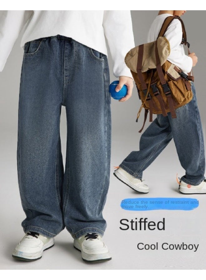 abckids Boys' Pants 2025 Autumn Kids Straight-leg Trousers Soft Loose Versatile Retro Washed Jeans - Image 1