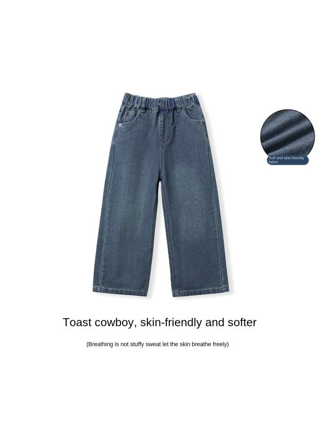 abckids Boys' Pants 2025 Autumn Kids Straight-leg Trousers Soft Loose Versatile Retro Washed Jeans - Image 3