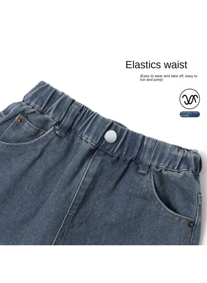 abckids Boys' Pants 2025 Autumn Kids Straight-leg Trousers Soft Loose Versatile Retro Washed Jeans - Image 5