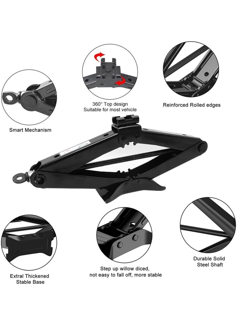 HERIOS Emergency Car Safety Kit with 3-Ton Scissor Jack and Warning Triangle, Heavy Duty Roadside Kit  - Image 2