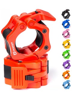 GENESIS SYSTEMS Olympic Barbell Clamps 2 Inch Bar Clips Quick Release Barbell Collars Weight Clips Red- for Weightlifting