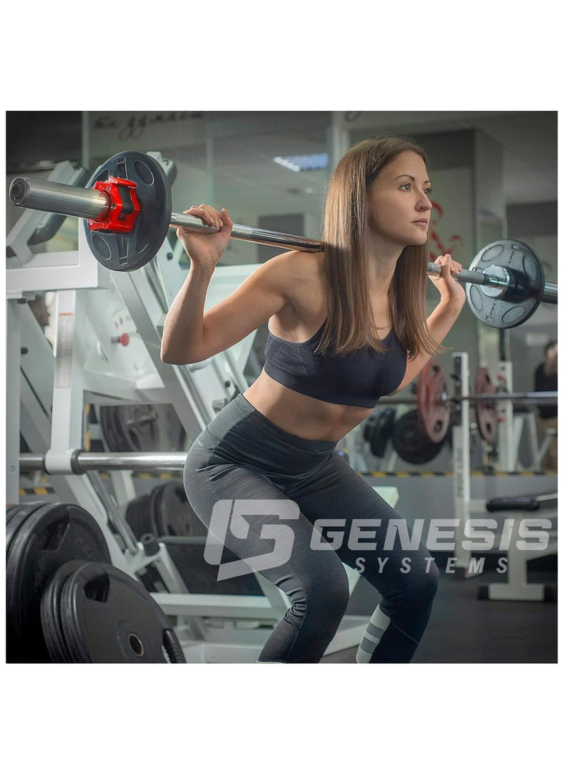 Generic - GENESIS SYSTEMS Olympic Barbell Clamps 2 Inch Bar Clips Quick Release Barbell Collars Weight Clips Red- for Weightlifting - Image 1