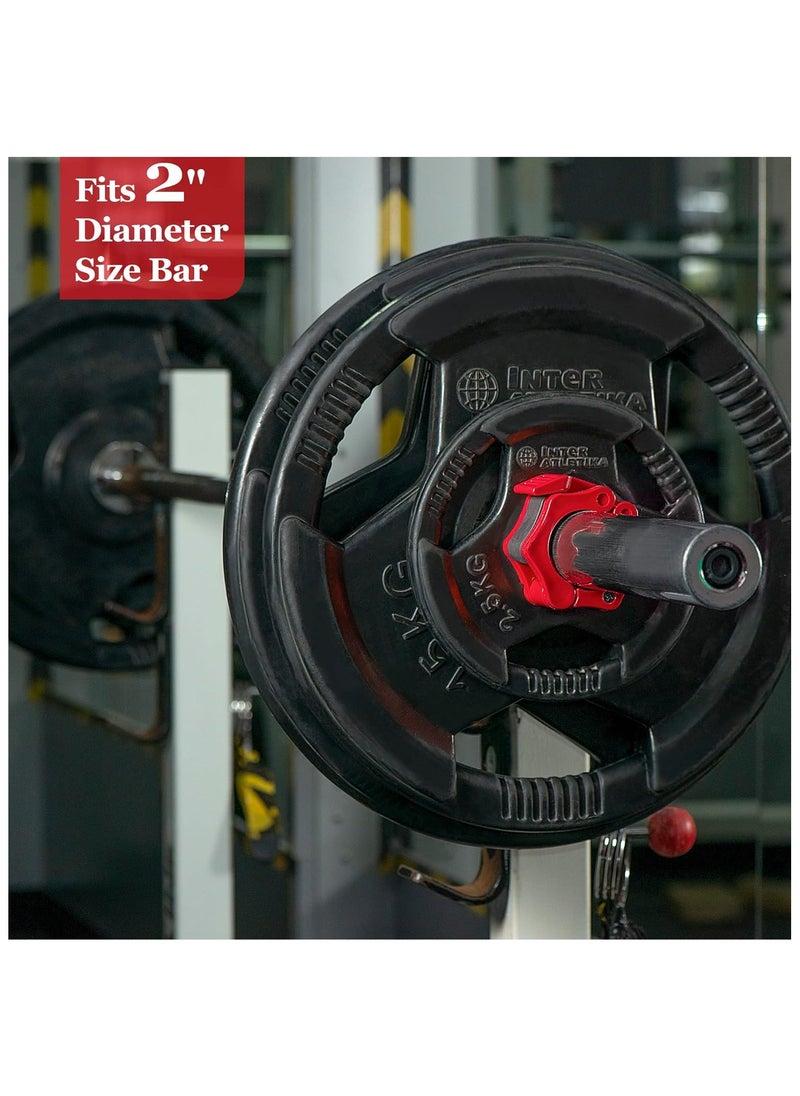 Generic - GENESIS SYSTEMS Olympic Barbell Clamps 2 Inch Bar Clips Quick Release Barbell Collars Weight Clips Red- for Weightlifting - Image 1