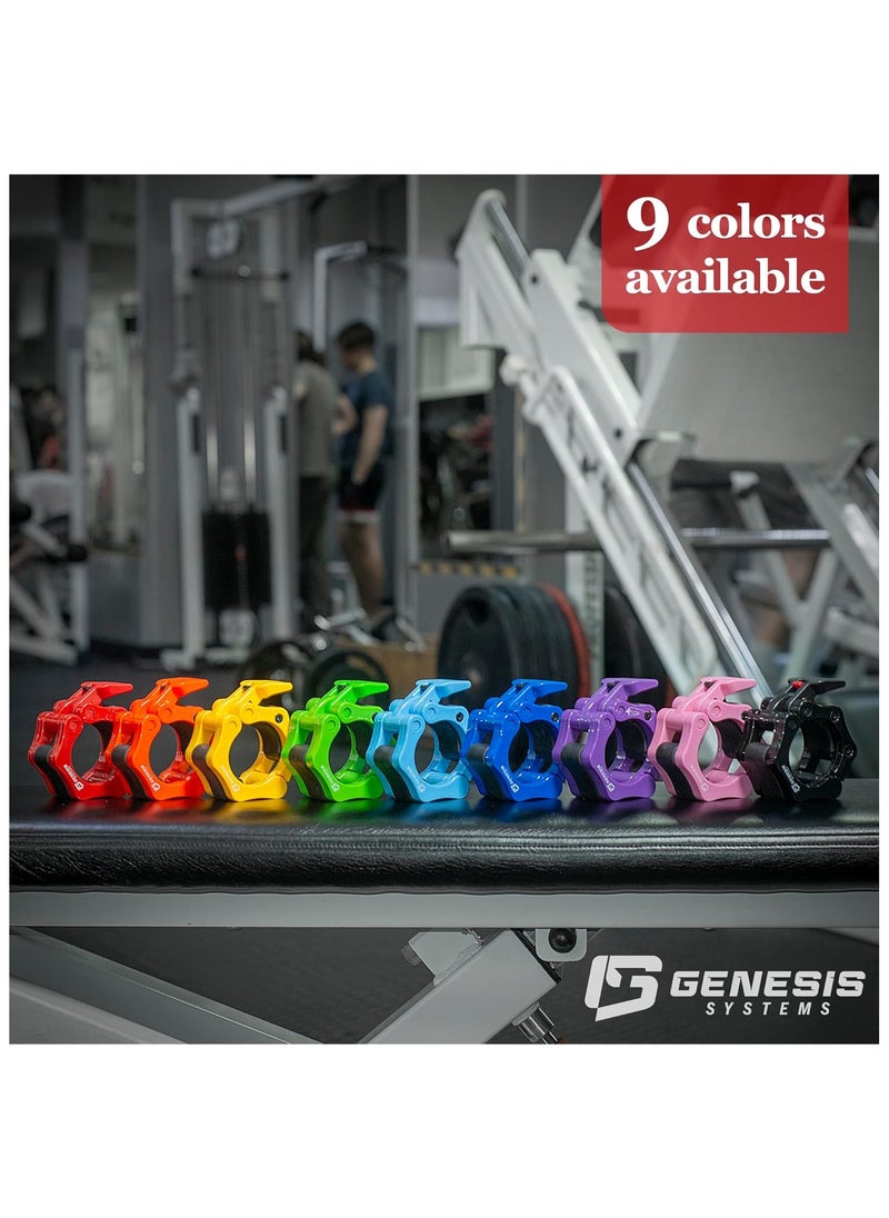 Generic - GENESIS SYSTEMS Olympic Barbell Clamps 2 Inch Bar Clips Quick Release Barbell Collars Weight Clips Red- for Weightlifting - Image 1
