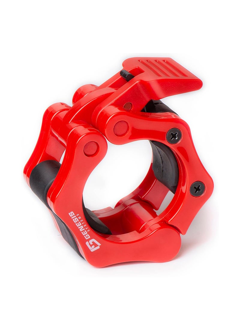 Generic - GENESIS SYSTEMS Olympic Barbell Clamps 2 Inch Bar Clips Quick Release Barbell Collars Weight Clips Red- for Weightlifting - Image 1
