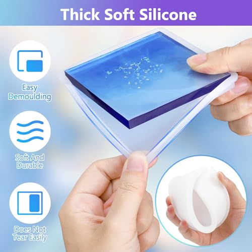 KISREL 18 Pieces Thicken Resin Coaster Molds, Upgrade Coaster Molds for Epoxy Resin, Coaster Resin Mold with Storage Box Mold for DIY Art Craft Cup Mats - Image 4