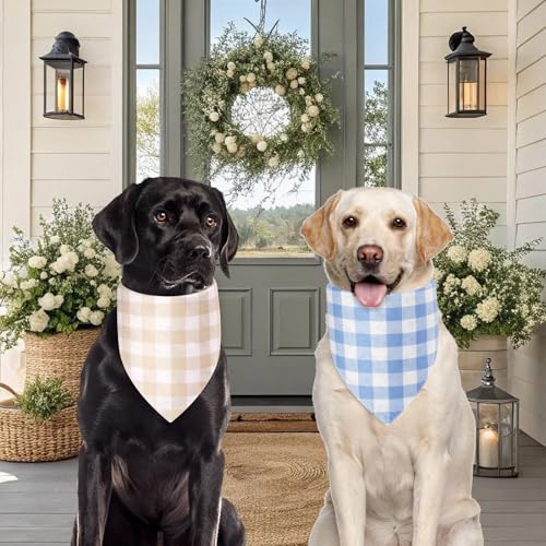 Agroon Spring Dog Bandanas Large 2PCS, 4 Pattern Summer Floral Scarf for Boy and Girl, Triangle Reversible Bibs Breed for Puppy Pets - Image 5