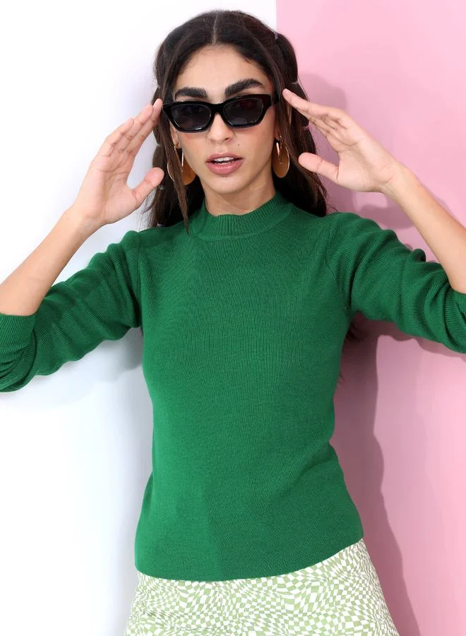 Tokyo Talkies Solid Regular Fit Round Neck Sweater by Styli