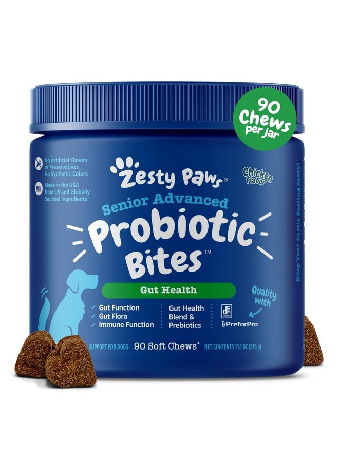 Zesty Paws Probiotics For Dogs  Digestive Enzymes For Gut Flora, Digestive Health, Diarrhea & Bowel Support  Clinically Studied De111  Dog Supplement Soft Chew For Pet Immune System  Adv, 90Ct  - Image 1