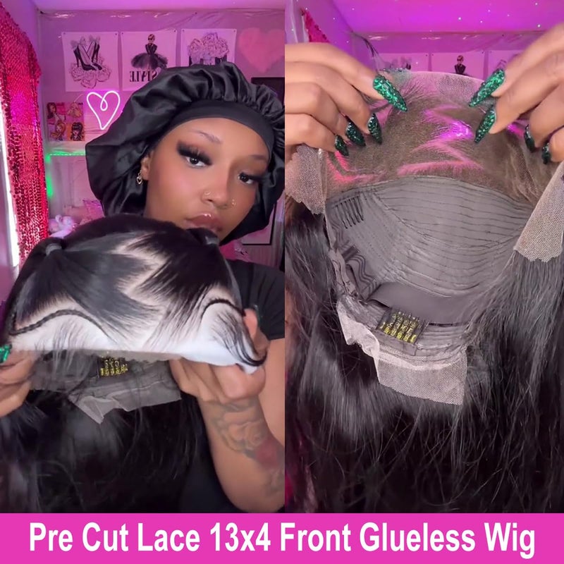 SUPERNOVA Glueless Styled Short Bob Wig Human Hair 13x4 Lace Front Braided Wigs For Black Women Straight Wear And Go Glueless Wigs Human Hair Pre Plucked Pre Cut Lace 200 Density(10 Inch) - Image 3