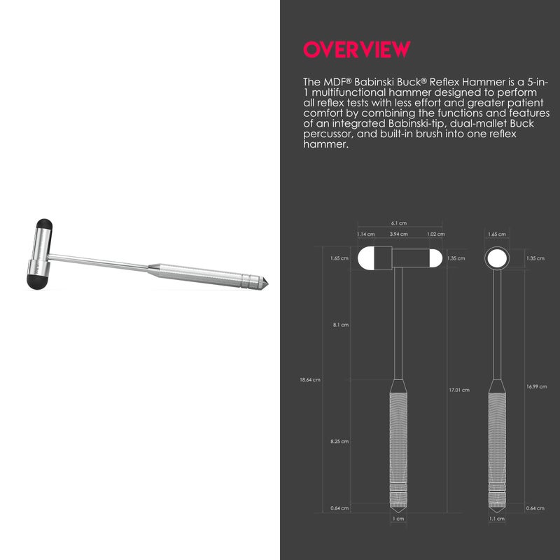 MDF Instruments Buck Neurological Hammer - Free-Parts-for-Life & Lifetime Warranty (MDF515) (Black (Noir)) - Image 3