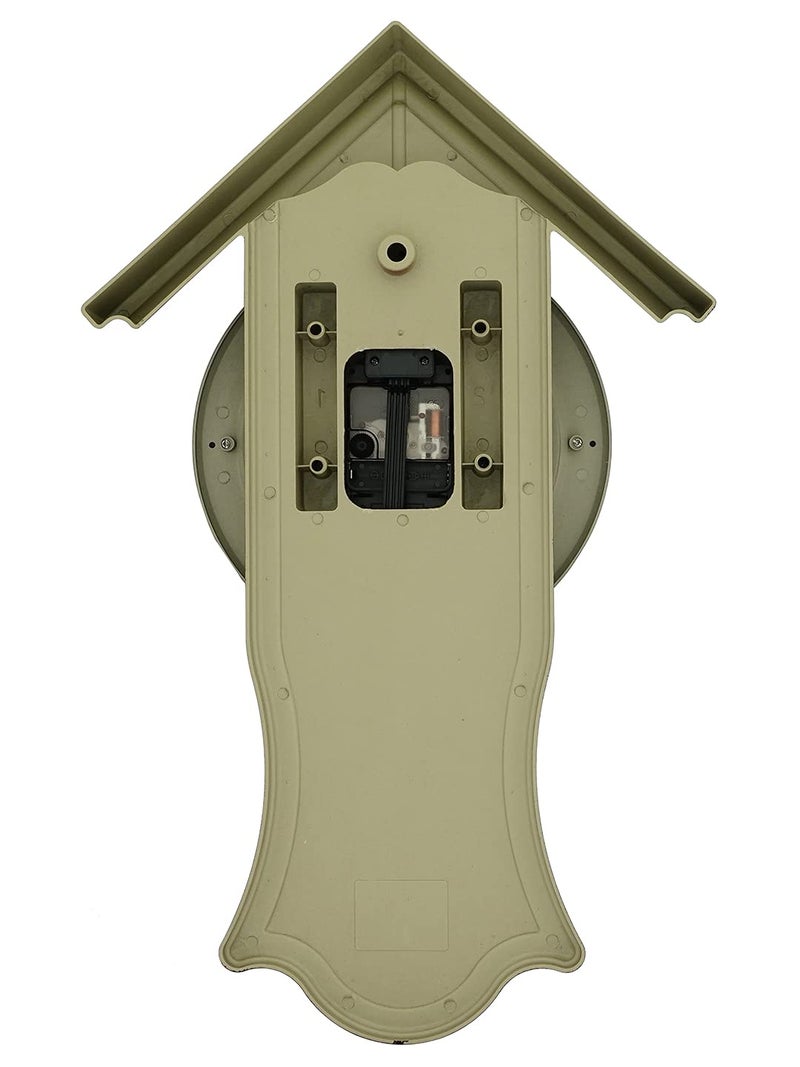 CHRONIKLE Decorative Plastic Case Hut Style Analog English Numbers Pendulum Wall Clock for Living Room Home Decoration Gifts (Size: 32.5 x 7 x 53 CM | Weight: 810 Gram | Color: Almond) - Image 3