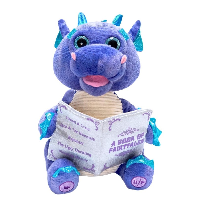 Cuddle Barn | Duncan The Storytelling Dragon with Light Up Eyes |Animated Stuffed Animal Plush Toy | Mouth Moves, Head Sways and Eyes Light Up | Recites 5 Fairy-Tales - 11" - Image 1