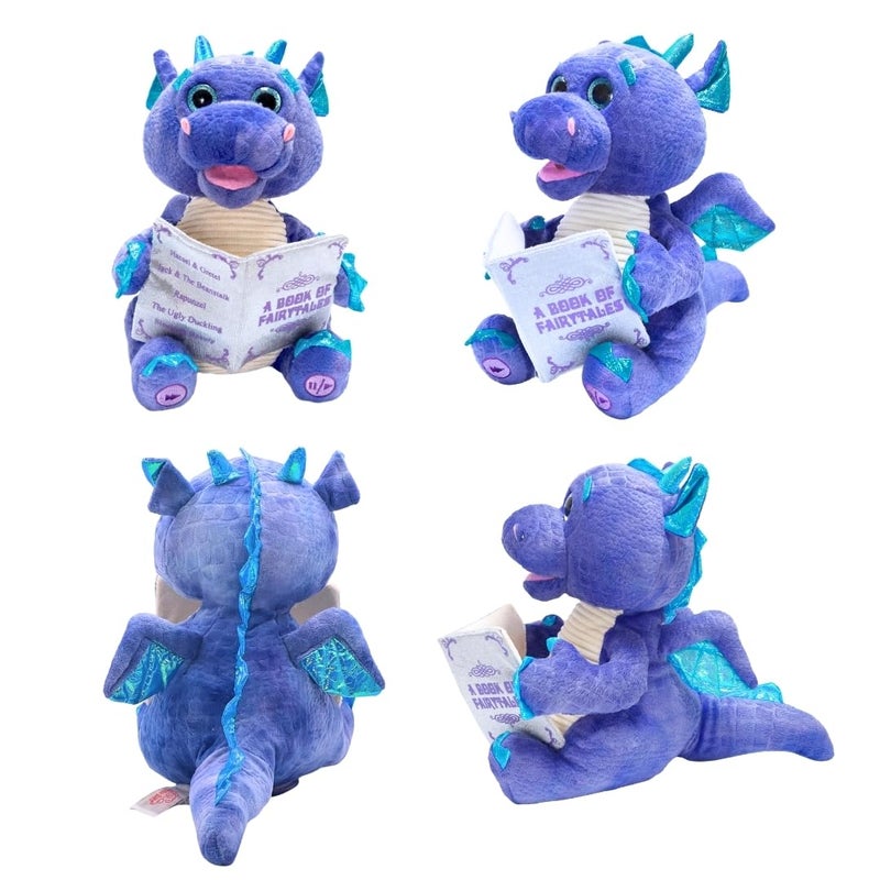 Cuddle Barn | Duncan The Storytelling Dragon with Light Up Eyes |Animated Stuffed Animal Plush Toy | Mouth Moves, Head Sways and Eyes Light Up | Recites 5 Fairy-Tales - 11" - Image 4