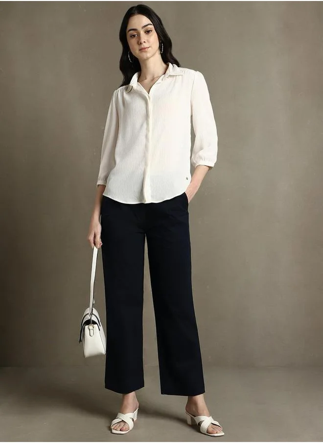 دينيس لينغو Cotton Mid-Rise Straight Fit Formal Trousers