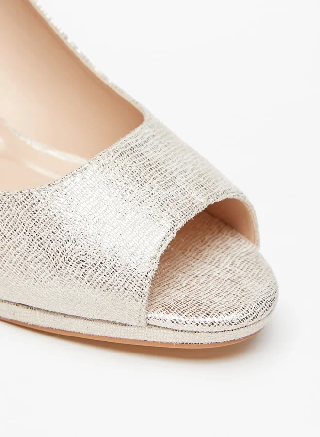 سيليست Women's Textured Pumps with Peep Toe and Stiletto Heels