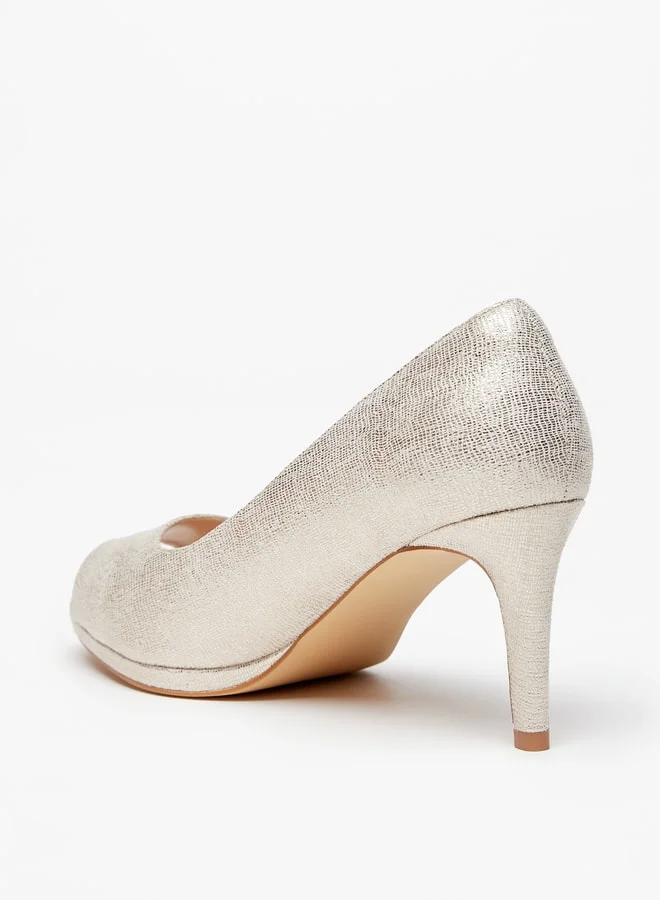 سيليست Women's Textured Pumps with Peep Toe and Stiletto Heels
