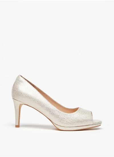 سيليست Women's Textured Pumps with Peep Toe and Stiletto Heels
