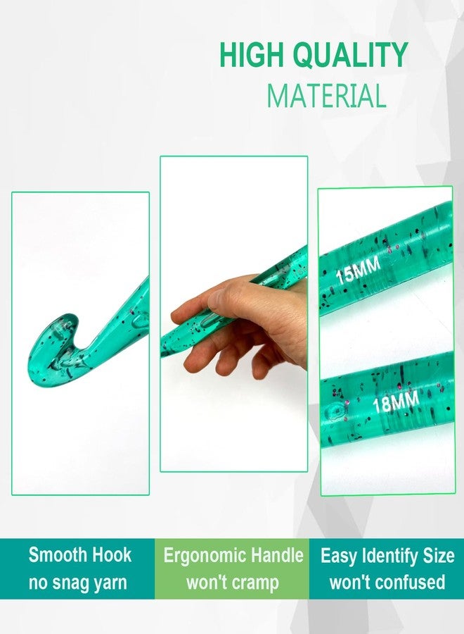 Weabetfu Crochet Hook Set, 24PCS Big Crochet Hooks with Case, 10mm-25mm Large Hooks for Chunky Yarn, Ergonomic Handles, Ideal for Gifting (Green) - Image 2