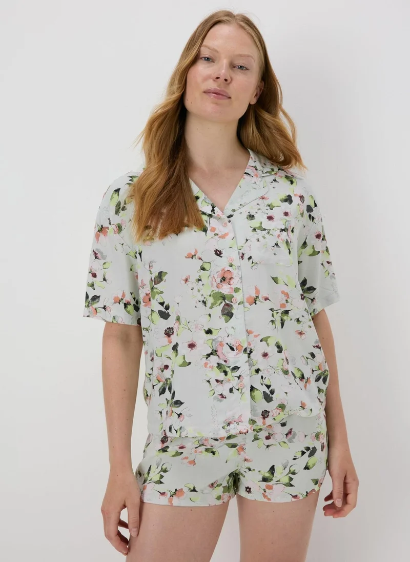 Matalan Green Floral Top & Shorts Pyjama Set