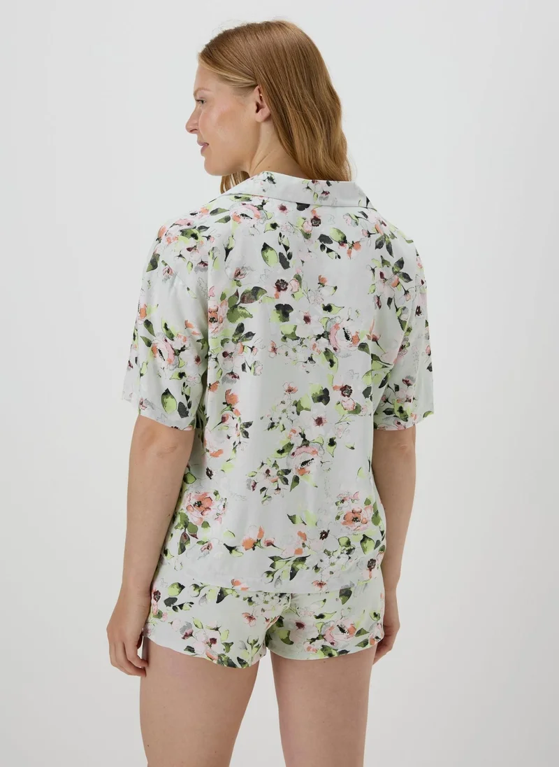 Matalan Green Floral Top & Shorts Pyjama Set